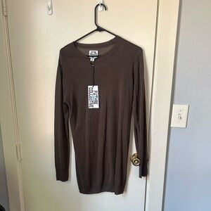 New brown sheer long sleeve sweater